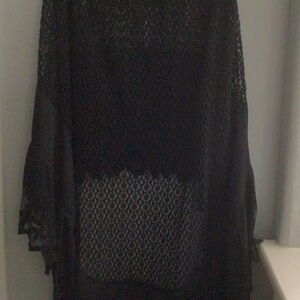 FREE PEOPLE CROCHET & SATIN HI-LOW SKIRT